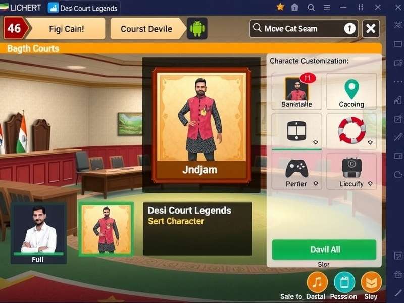 Desi Court Legends character customization options showing Indian attire